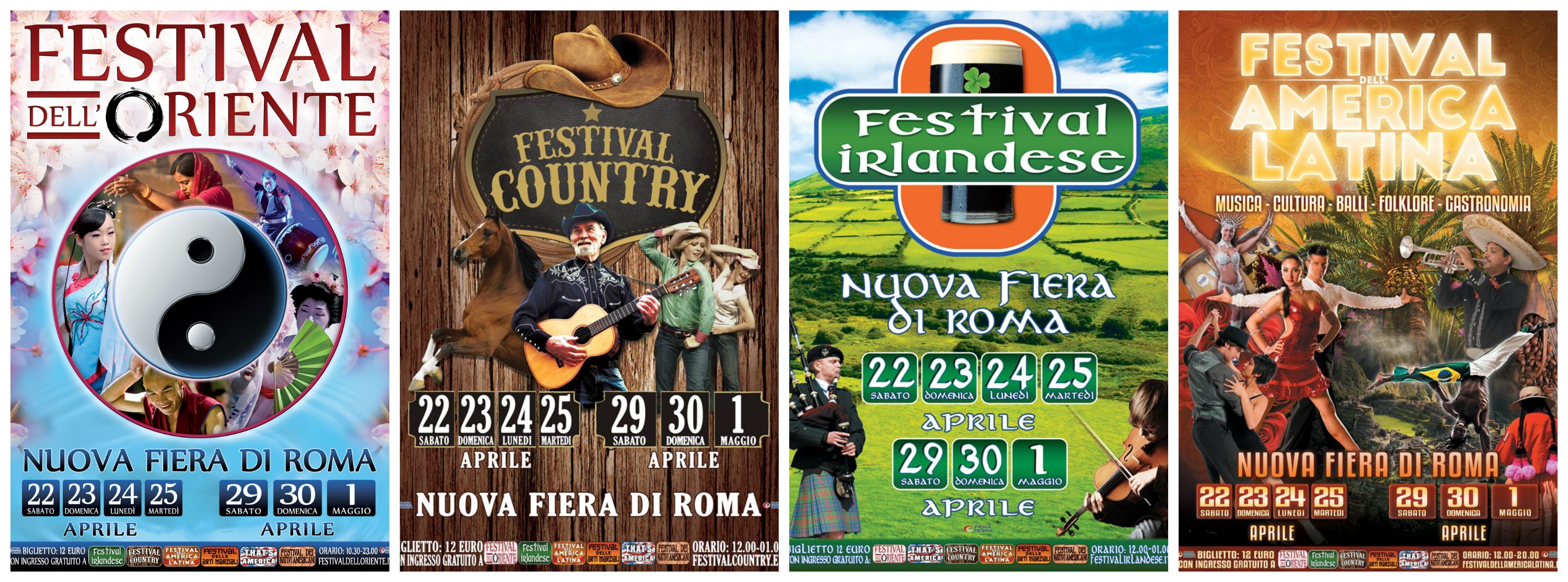 Festival dell’Oriente + Festival irlandese + Festival America latina + Festival Country