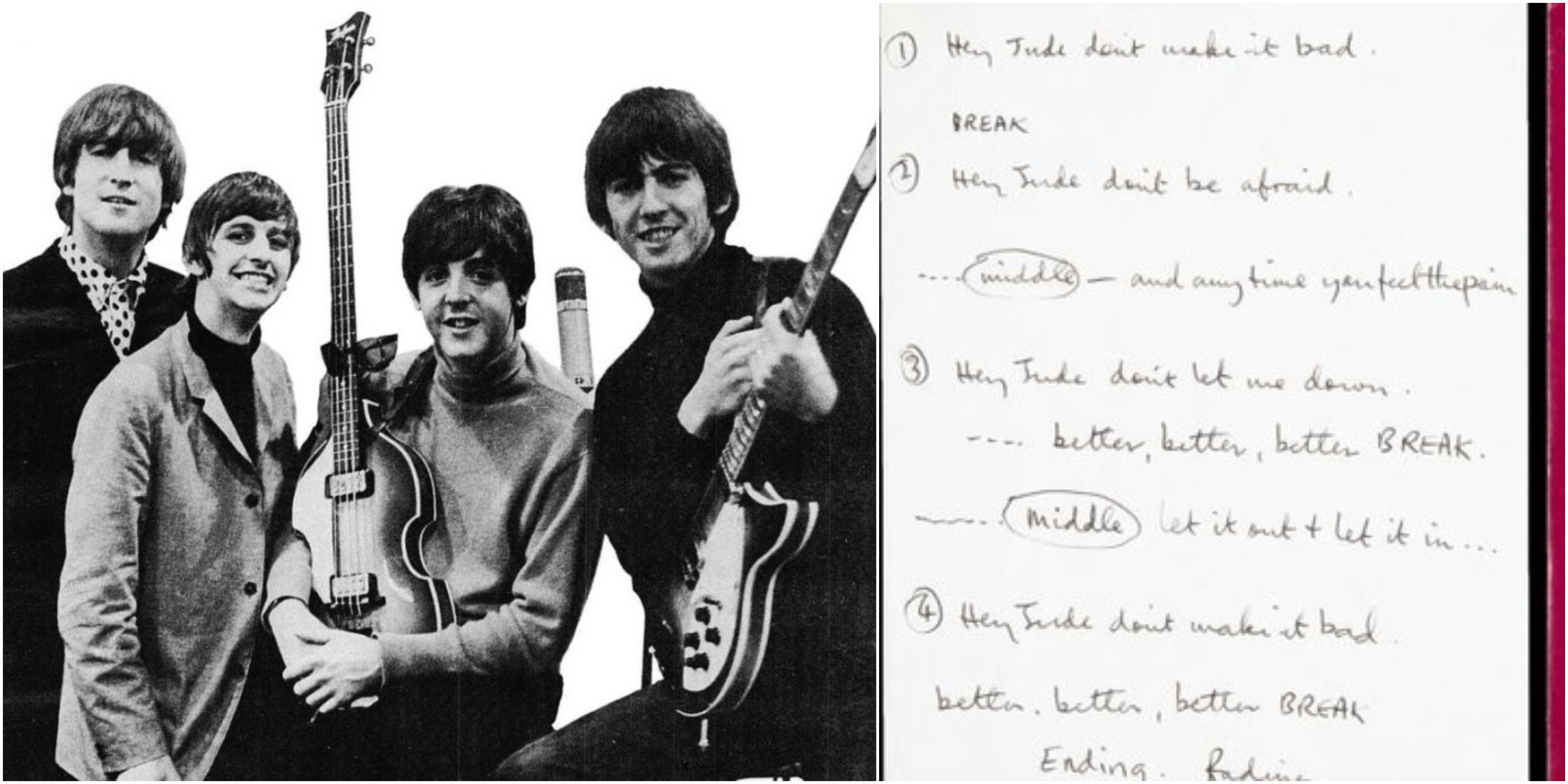 Beatles, venduto all’asta il foglio originale con le parole di “Hey Jude” ad una cifra astronomica