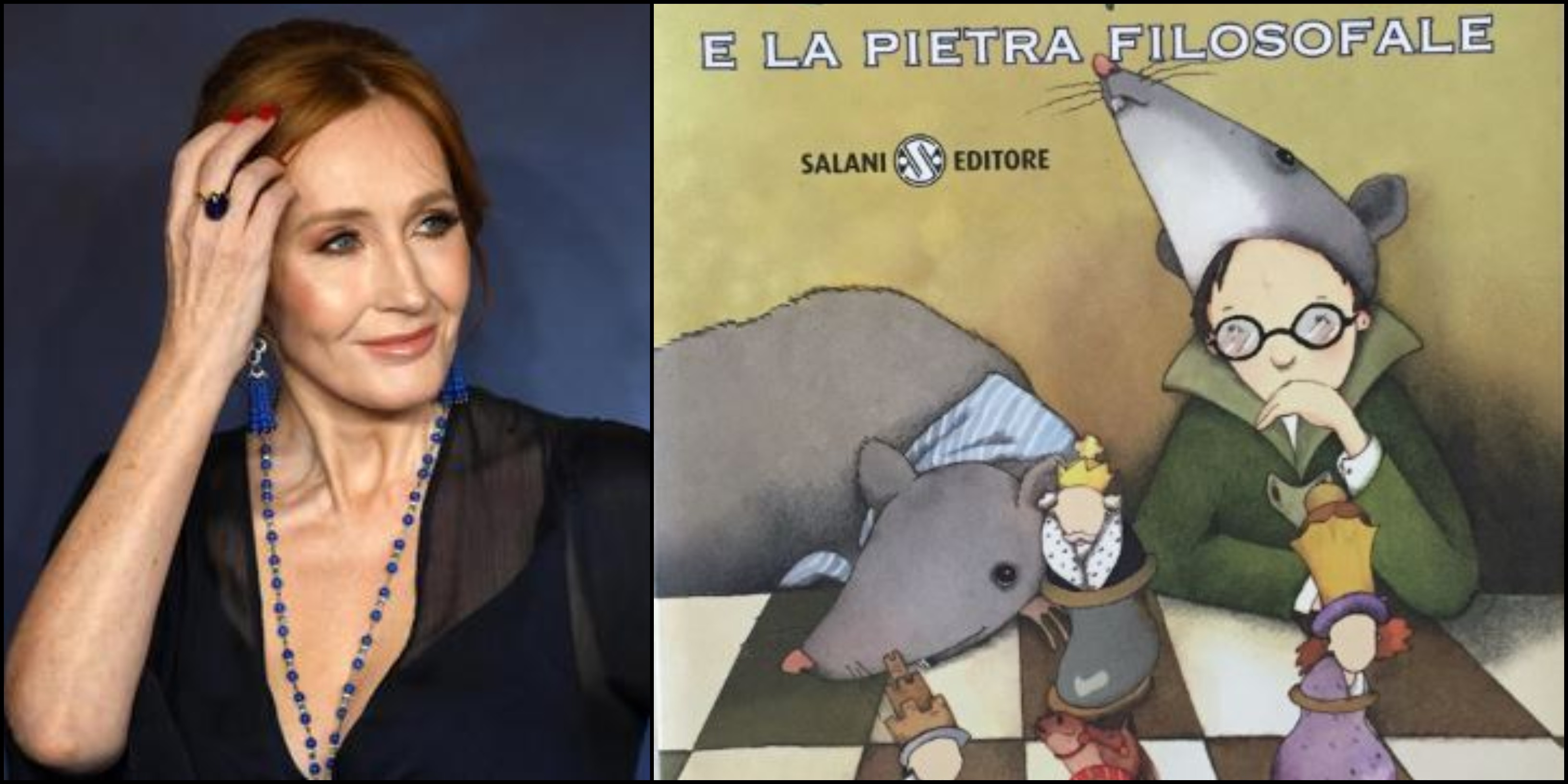 Harry Potter, J.K. Rowling commenta la copertina italiana del primo libro: “Perché quel cappello e quel topo gigante con un foulard?”