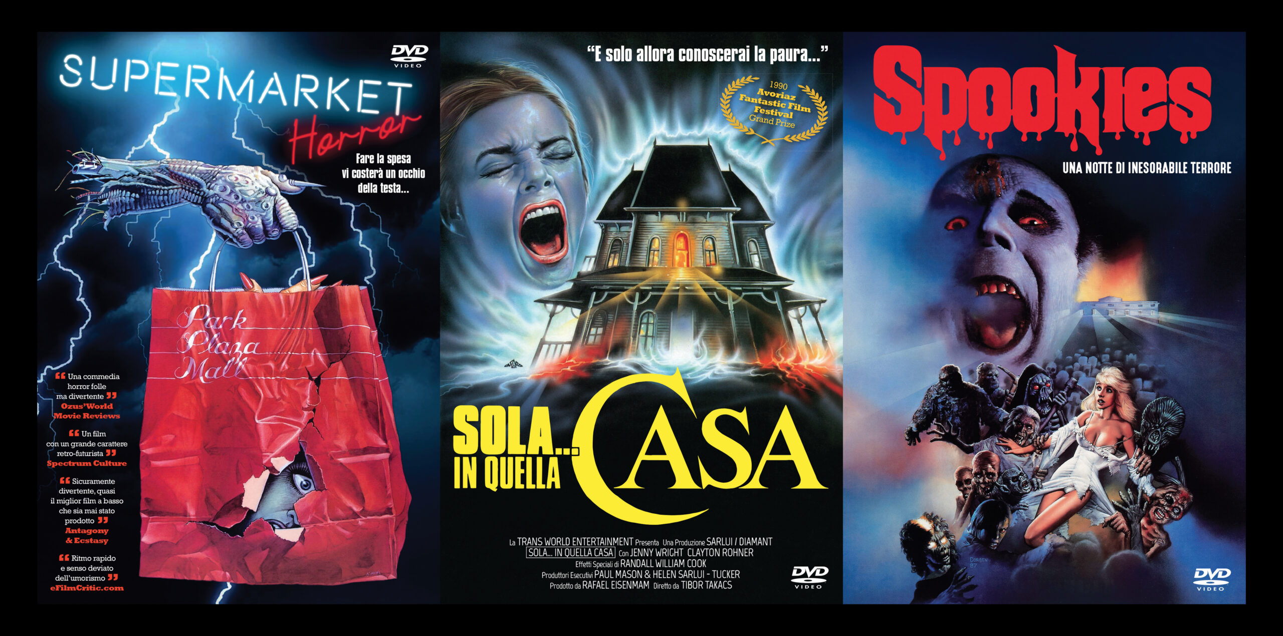 L’horror anni ’80 esplode in dvd con Supermarket horror, Spookies e Sola… in quella casa