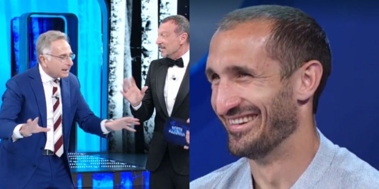 Paolo Bonolis sfotte Chiellini: “In Italia puoi buttarti, in Europa non lo so”