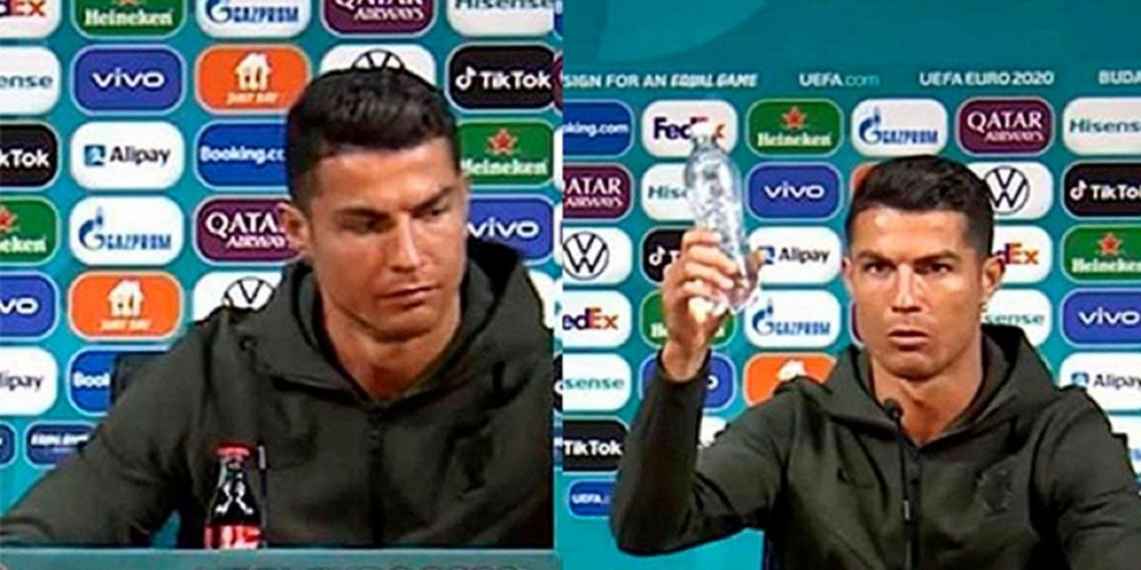 Coca-Cola: Cristiano Ronaldo nasconde le bottiglie e il titolo crolla in borsa