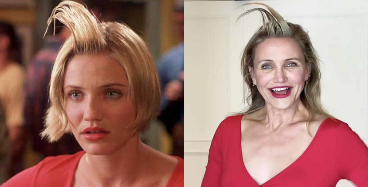 Cameron Diaz ricrea l’iconico look con il ciuffo alzato di Tutti pazzi per Mary