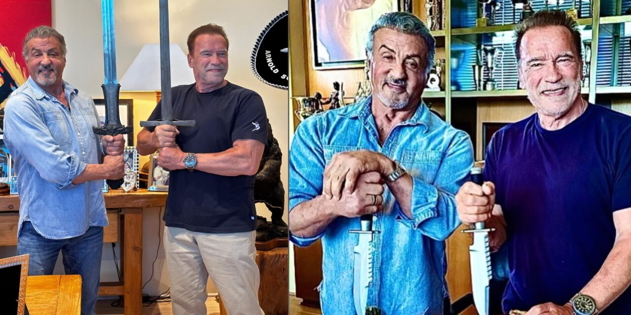 Stallone a Schwarzenegger: “Devo ammettere che la spada di Conan è decisamente molto più pesante del coltello di Rambo”