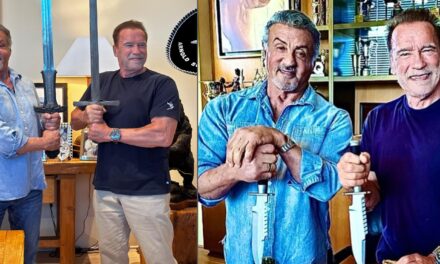 Stallone a Schwarzenegger: “Devo ammettere che la spada di Conan è decisamente molto più pesante del coltello di Rambo”