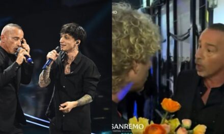 Sanremo 2023, Ramazzotti dietro le quinte dopo il duetto con Ultimo: “Mancava il gobbo, bravi”