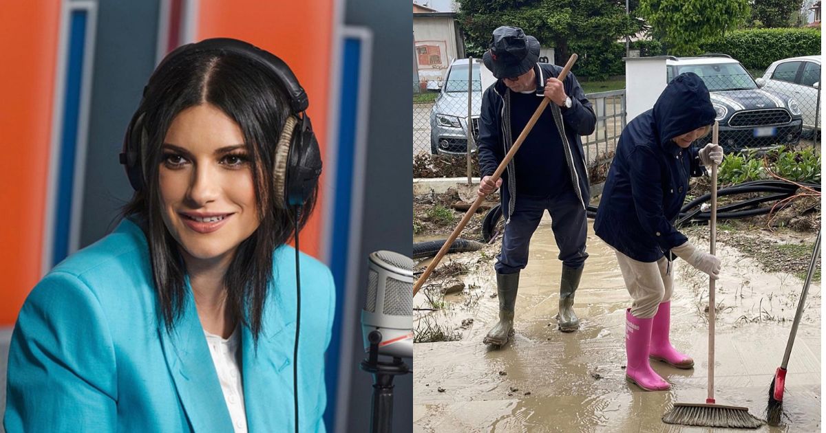 Laura Pausini, la foto dei genitori che spalano fango: “L’esempio di una vita. Forza Romagna terra mia”