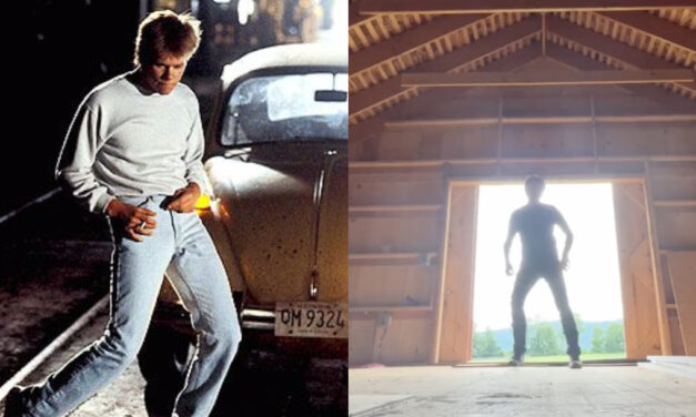 Kevin Bacon festeggia la fine dello sciopero a Hollywood con il balletto di Footloose