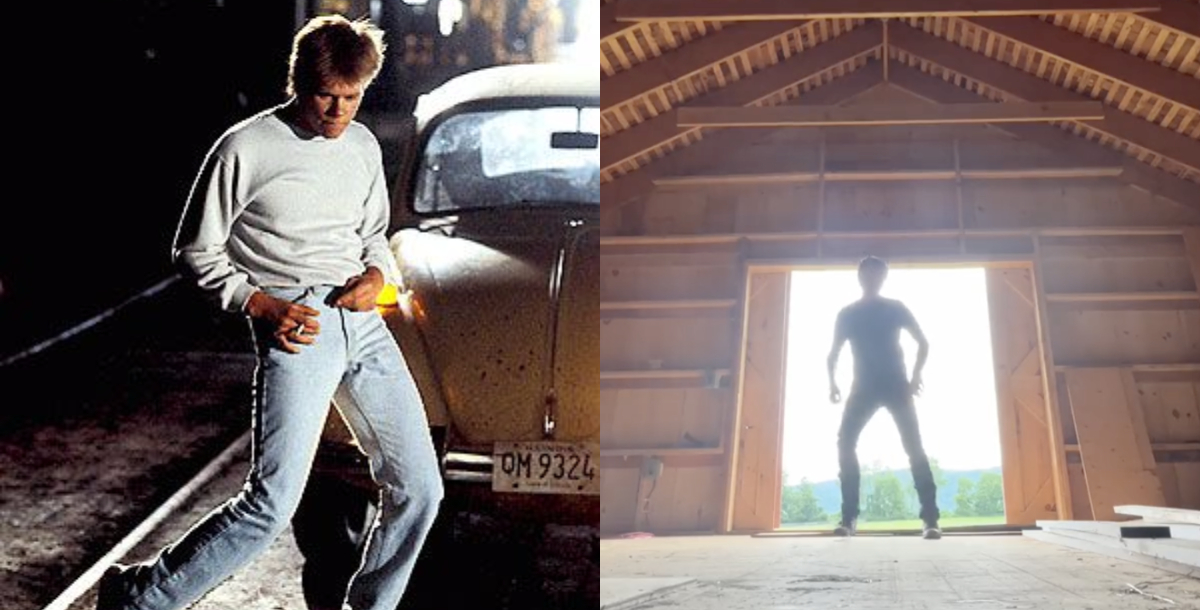 Kevin Bacon festeggia la fine dello sciopero a Hollywood con il balletto di Footloose