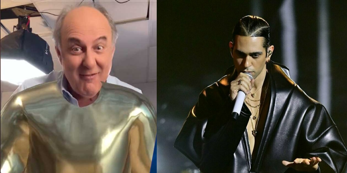 Gerry Scotti balla Tuta Gold di Mahmood…e tira fuori 5 cellulari